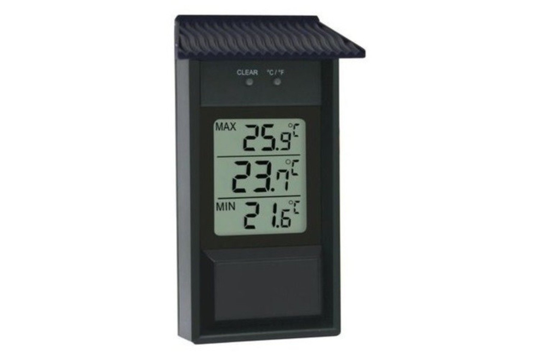Mini maxi thermometer digitaal zwart